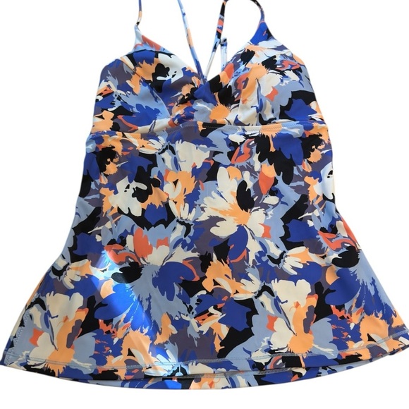 🌹ATHLETA WINDSOME ABSTRACT BLUE TANKINI TOP - Picture 4 of 6